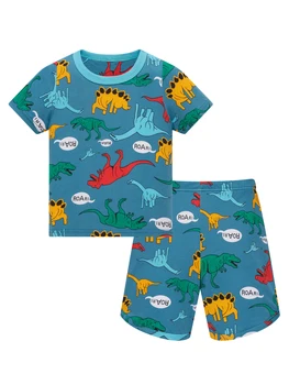 Set di Abbigliamento Estivo per Bambini e Bambine da 1 a 8 Anni, Pigiama in Cotone con Stampa Cartoon, 2 Pezzi, Comodo Completo da Notte