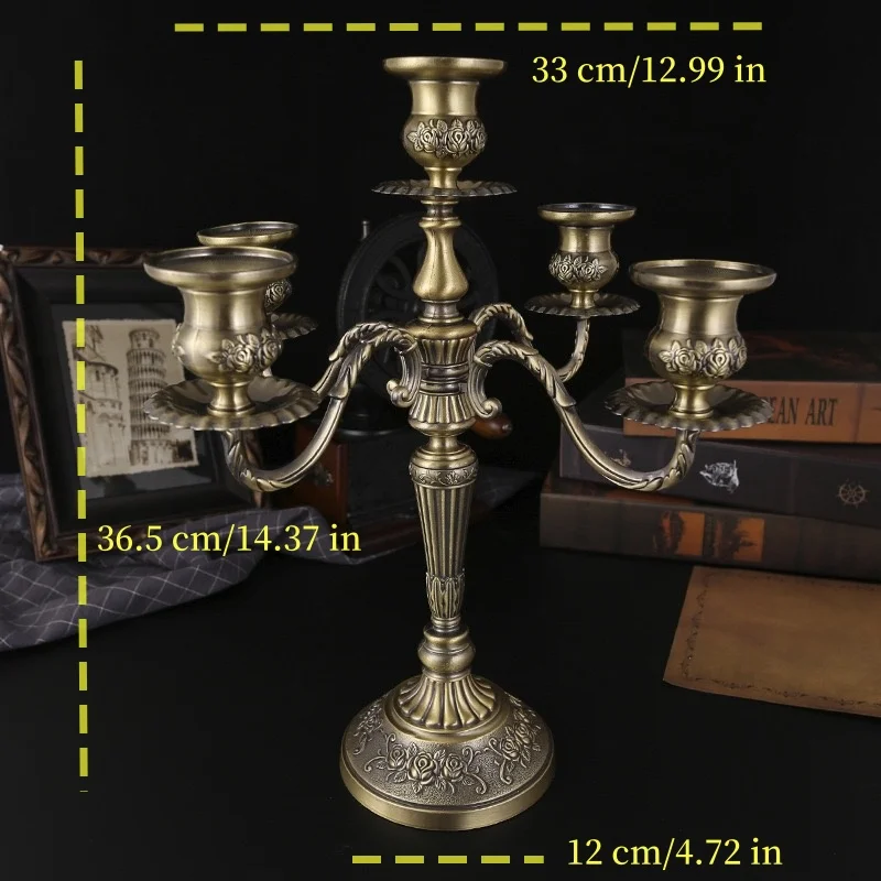 Description Picture 2 of itemLuxury European Retro Five-Head Candlestick Romantic Hotel Wedding KTV Living Room Decorative Candelabra High-End Lighting