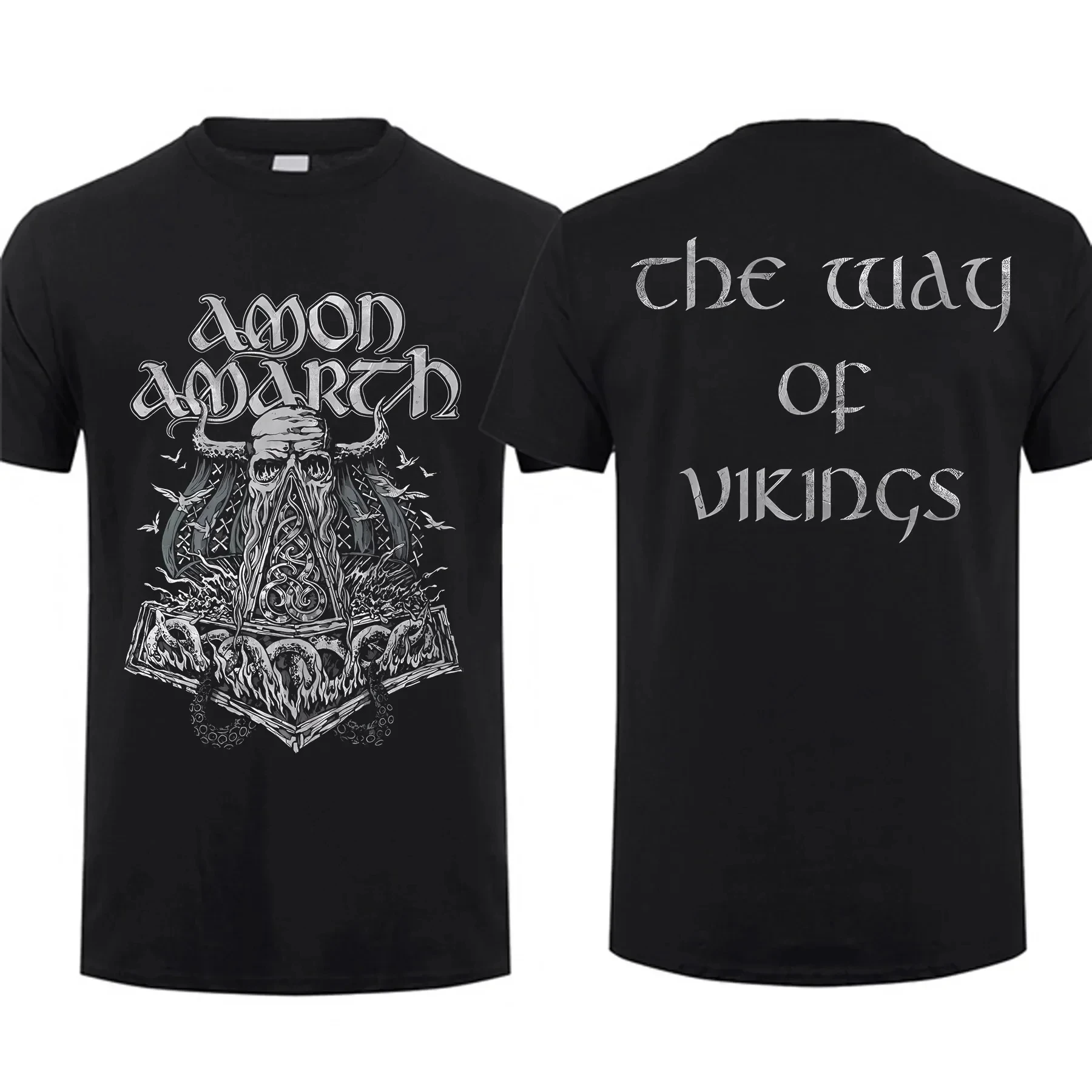 Amon Viking Horses Men's T Shirt Fashion Black By Amarth Oversized Cotton T-shirt Men Graphic Vintage Clothing Streetwear S-4XL