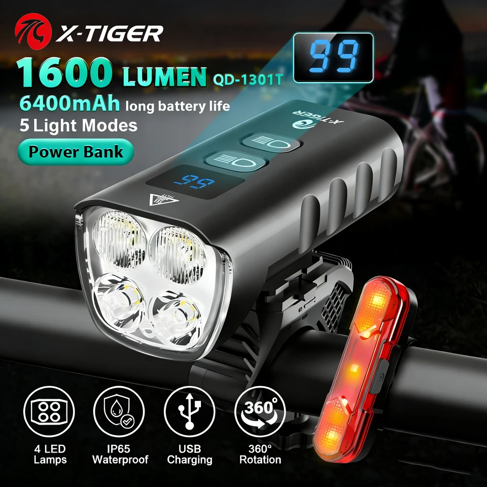 Lampe de VéLo Phare éTanche LumièRe de VéLo de Montagne USB