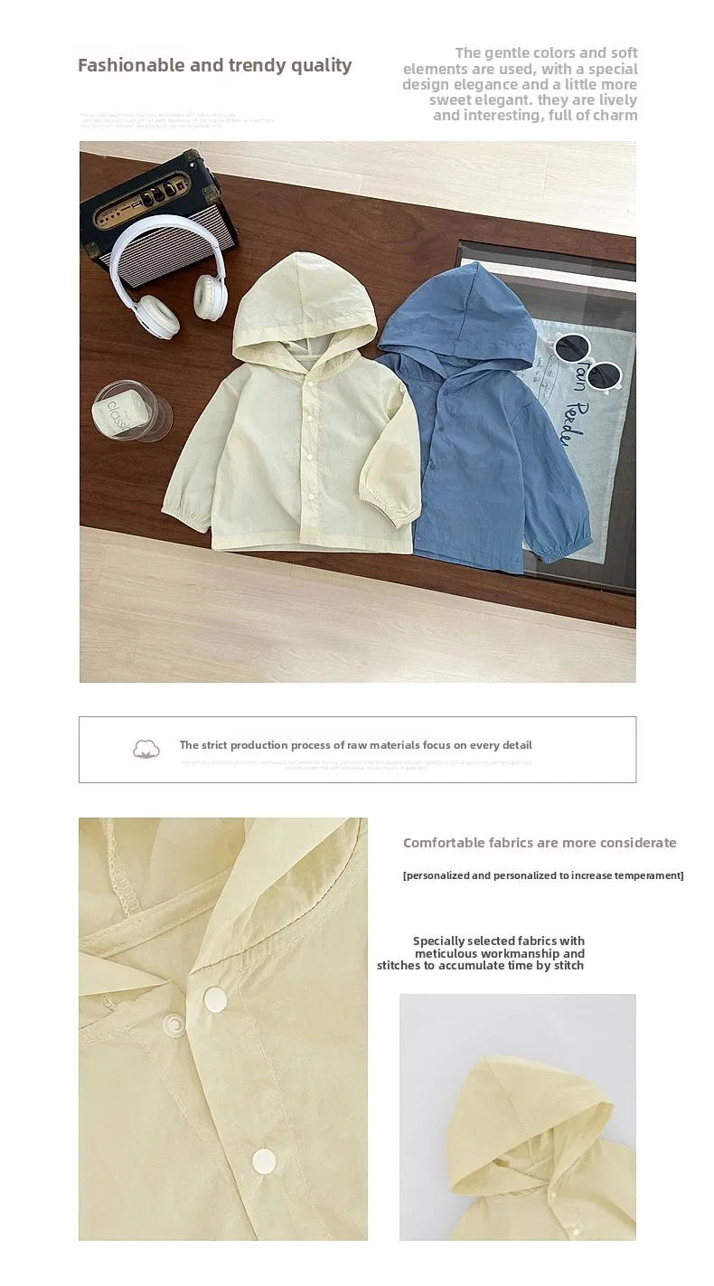 Description Picture 2 of itemSummer Boys' Thin Sunscreen Clothes, Baby Clothes, Breathable and Cool Air-conditioned Clothes, Baby Casual Hooded Jacket