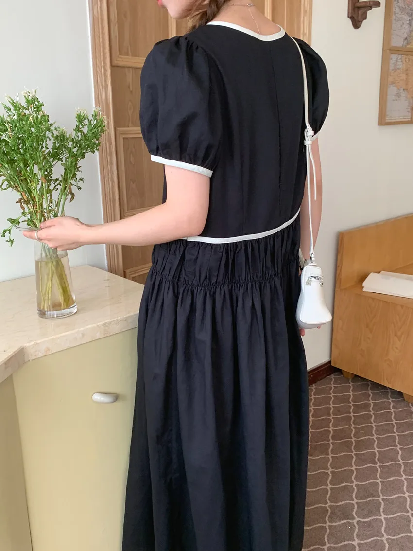 Sommer neue Kontrast farbe schlanke Frauen Kleid Mode Straße Retro hohe Taille Kleider weiblich schick süß elegant Frau Kleid – Detail 18