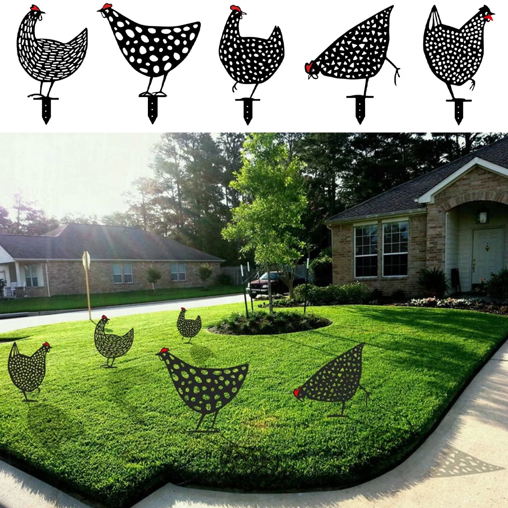 Chicken Garden Decoration Chicken Yard Art Hen Decoration For Garden Backyard Lawn Stakes