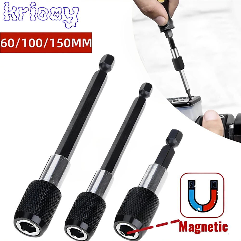 

60/100/150mm 1/4 Inch Hex Shank Quick Release Electric Drill Magnetic Screwdriver Bit Adjustable Extension Holder Bar Shank
