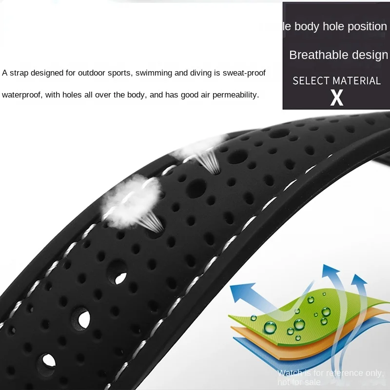 Breathable Silicone Sports Watchband - Soft Waterproof Wrist Strap