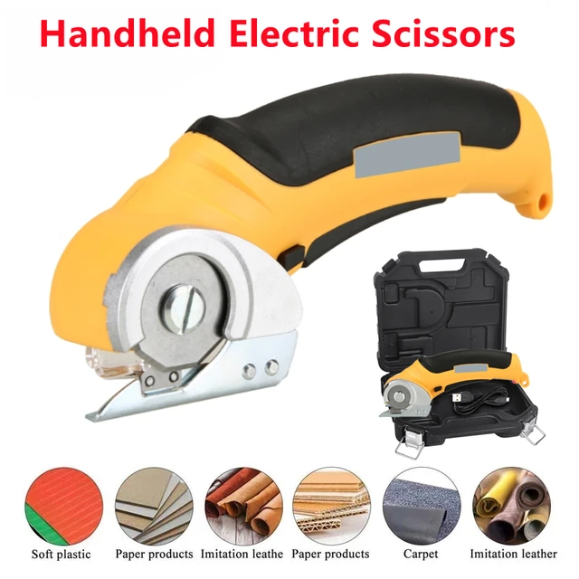 Yellow Mini Handheld Electric Scissors Electric Round Knife