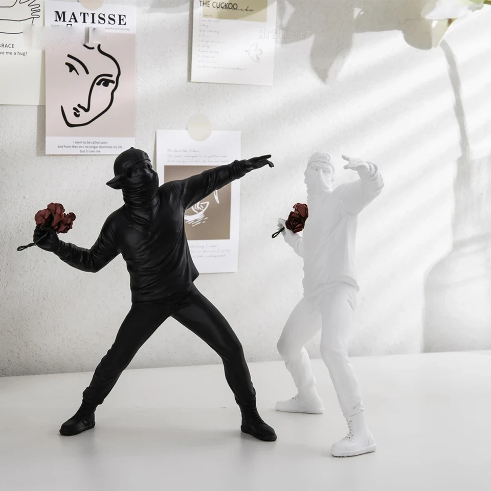 Banksy Sculptures Flower Thrower Statue Bomber Home