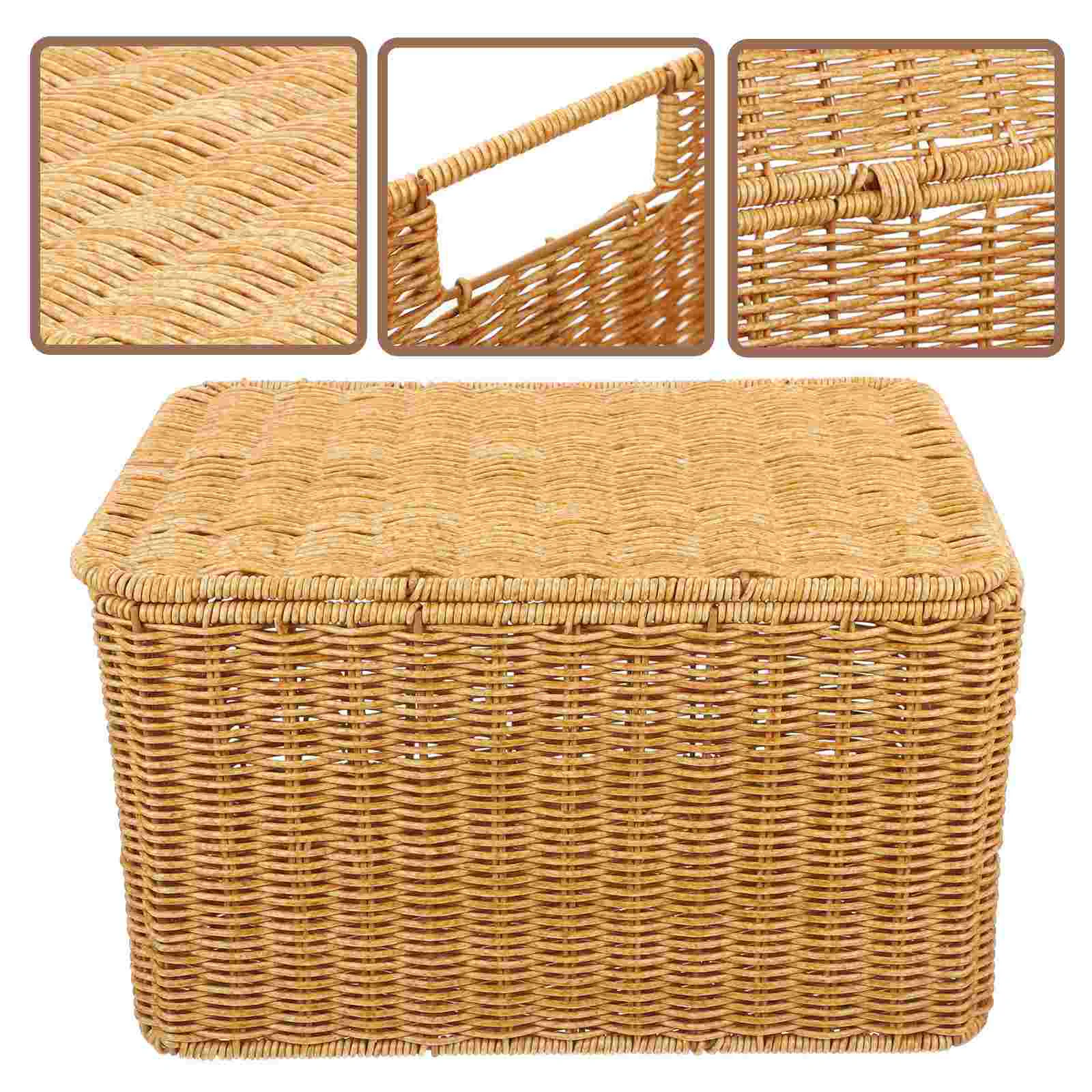 Woven Storage Basket Indoor Dresser Drawer Sundry Receiving Shelf Baskets Large Decorative Multi-function Clothes Toy Rattan