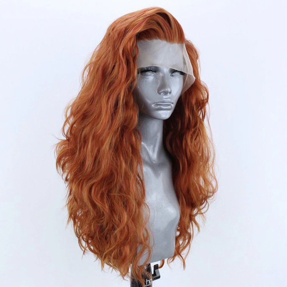 AIMEYA Ginger Synthetic Lace Front Wig lace front wig Long Wavy Black Cosplay Lace Wigs for Women Blonde Heat Resistant Fiber Synthetic Wigs