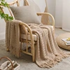 Nordic Crocheted Blanket Travel Blankets Khaki Sofa Bed Throw Blanket Tassels Air Conditioner Blankets Hollow Plaid Drop ship 1