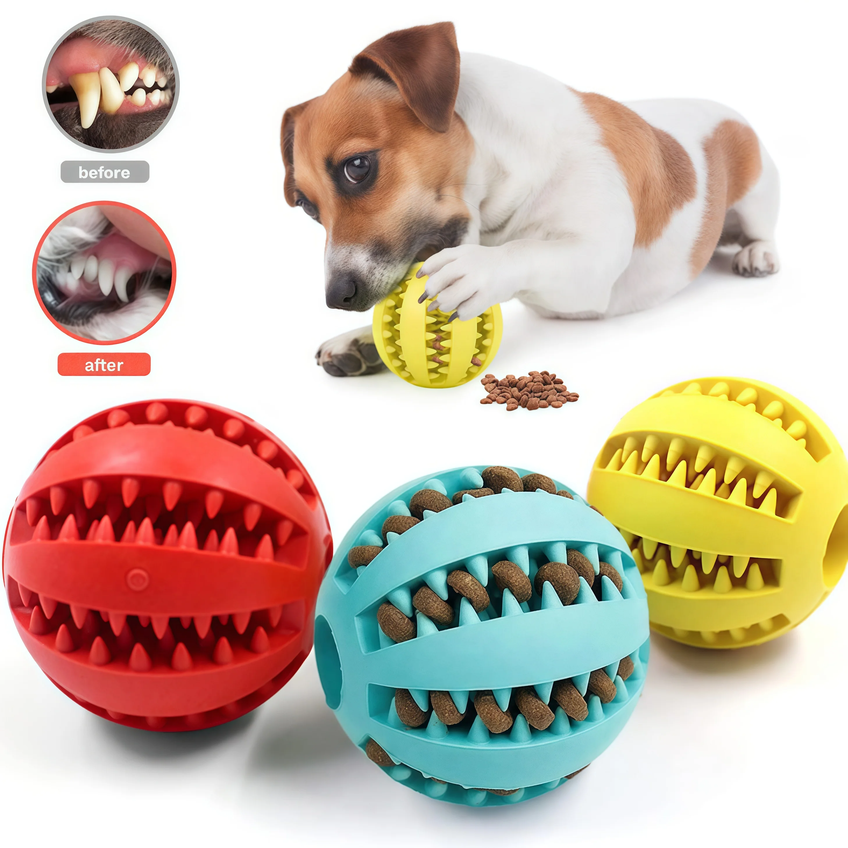 Dog Toy Ball Interactive Rubber Balls Puppy Chewing Toys Pet Tooth Cleaning Ball Cats Pets Food Treat Feeder Silicone Balls Toy Dog Toy Ball Interactive Rubber Balls Puppy Chewing Toys Pet Tooth Cleaning Ball Cats Pets Food Treat Feeder Silicone Balls Toy
