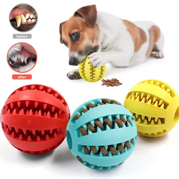 Dog Toy Ball Interactive Rubber Balls Puppy Chewing Toys Pet Tooth Cleaning Ball Cats Pets Food Treat Feeder Silicone Balls Toy