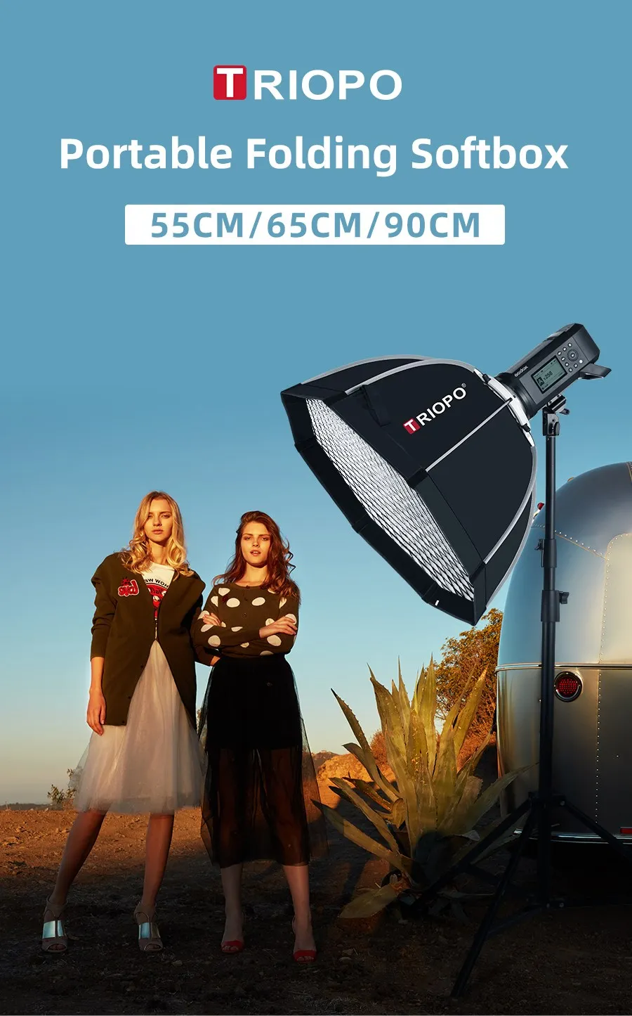 Description Picture 2 of itemTriopo 55cm 65cm 90cm 120cm Photo Portabe Bowens Mount Octagon Umbrella Softbox + Honeycomb Grid Outdoor Soft Box for Flash