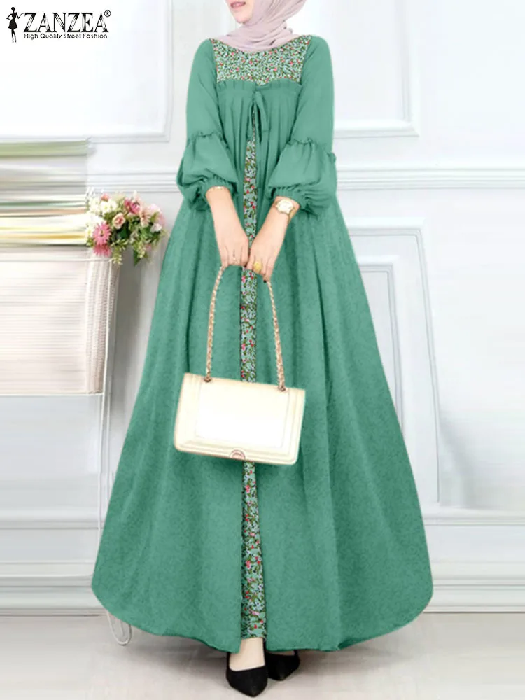 

Платье ZANZEA женское с длинным рукавом, винтажное мусульманское Макси-платье с цветочным принтом, одежда в исламском стиле, сарафан в стиле пэчворк, хиджаб