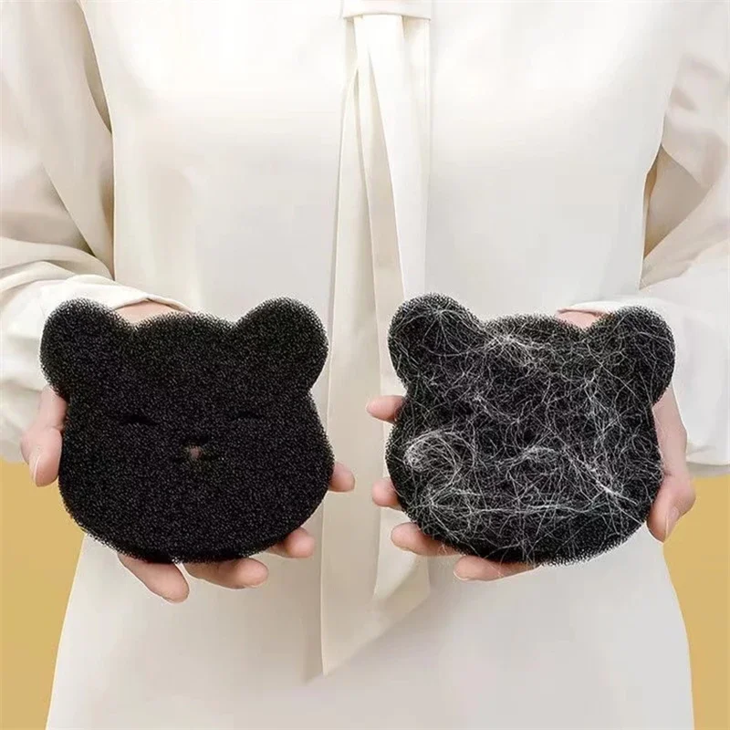 2/4/8Sets Of Household Pet Hair Remover Machine Washed Bear Sticky Sponge Reusable Suitable For Washing Machine Dryer Black pet hair remover