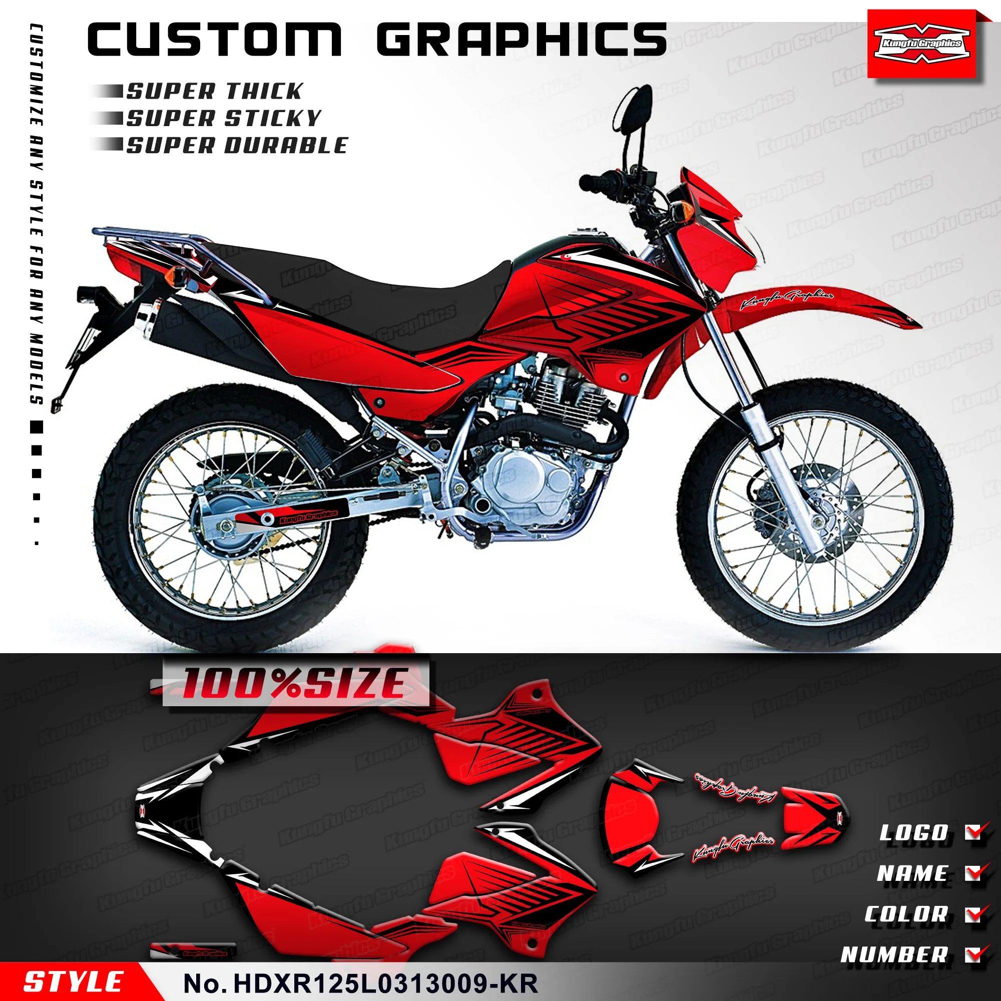 

KUNGFU GRAPHICS Stickers Decals Kit for Honda XR125L 2003 2004 2005 2006 2007 2008 2009 2010 2011 2012 2013 HDXR125L0313009-KR