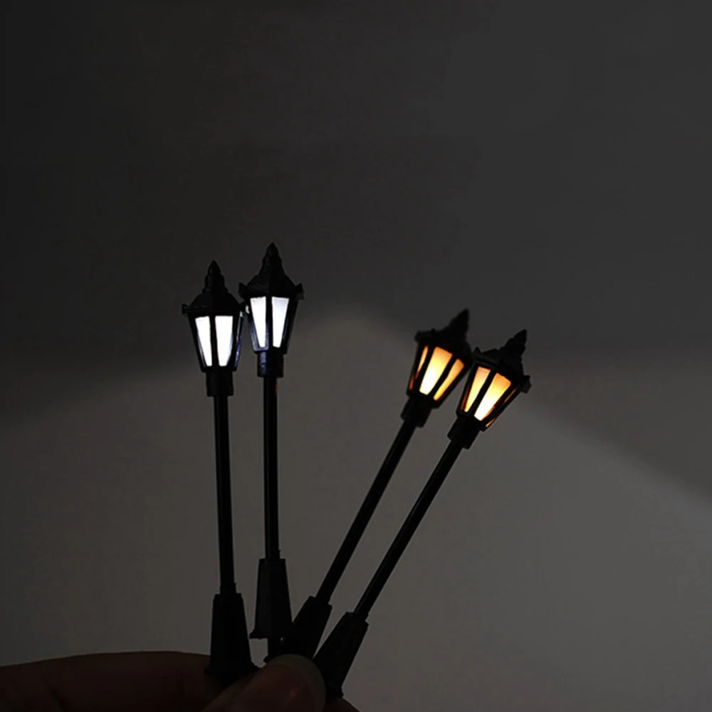 10 Stücke Modell Eisenbahn 1:75 1:100 Maßstab 1:150 Straßenlaterne Lampen Warmweiße LED Miniatur Modell Eisenbahn Layout Landschaft LED Lampe – Detail 8