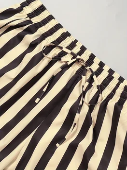 حجم كبير المرأة 2025 الربيع والصيف المرأة الجديدة مخطط قطعتين قميص كم طويل زر أسفل مجموعة تي شيرتات قصيرة للأطفال - Image 4