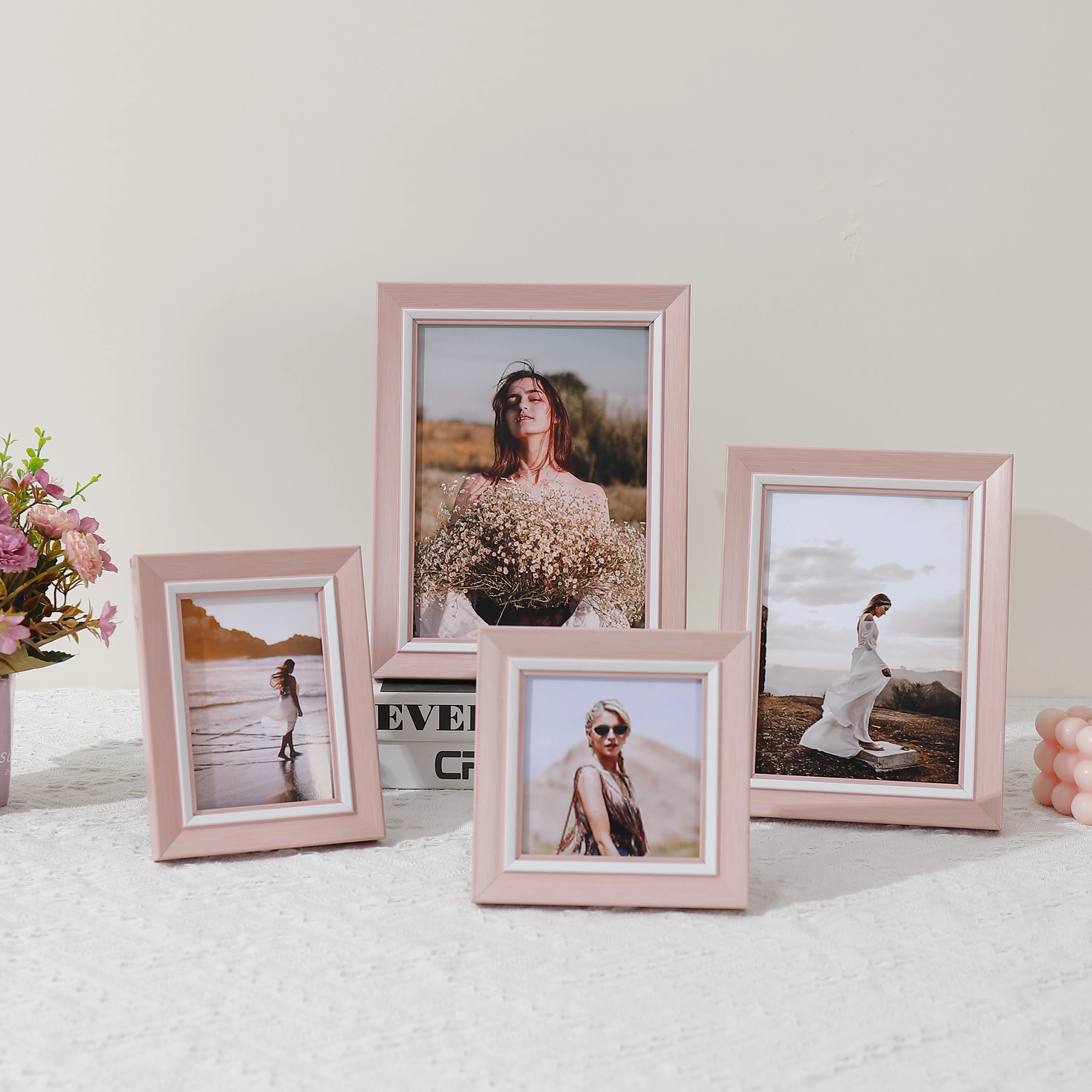 Photo Frame Nordic powder light luxury Plastic picture frame with HD Plexiglass fashion modern style pink