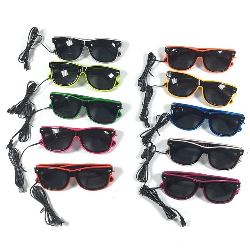 Novelty Glow Sunglass LED Glasses Light Up EL Flashing Luminous Glasses Wedding Birthday Decoration Glow Party Supplies
