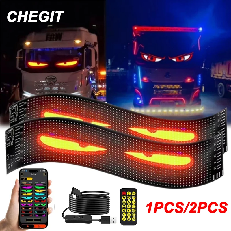 픽셀 디스플레이 RGB LED 자동차 사인 애니메이션 LED 매트릭스 픽셀 패널 led 전광판 DIY 프로그래밍 가능 앱 제어 영업중 led 한글간판 유연한 디스플레이, 트럭 액세서리 led전광판