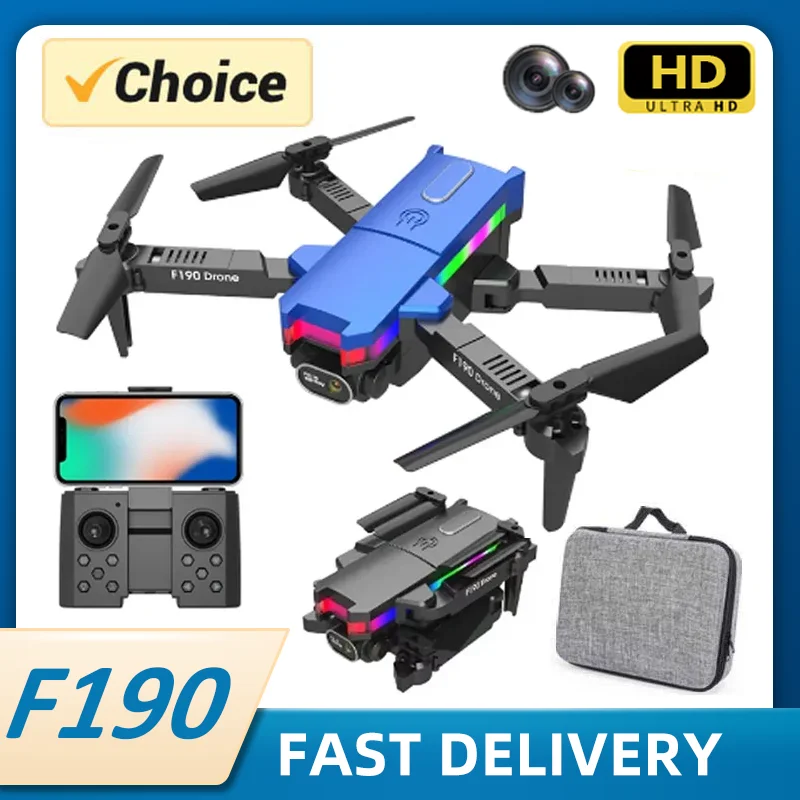 KBDFA F190 프로 드론, HD 듀얼 카메라, RC 쿼드콥터, 2.4Ghz 고정 높이, 장애물 회피, FPV 리모컨 헬리콥터 장난감 선물