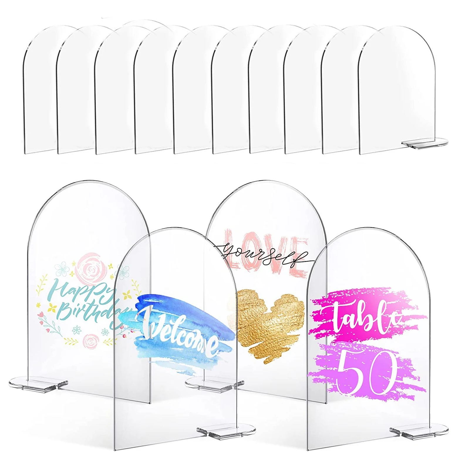 

Arch Acrylic Signs with Stand Clear Acrylic Sheets ArchTop Blank Table Signs for Wedding Party Events DIY Crafts Decorations