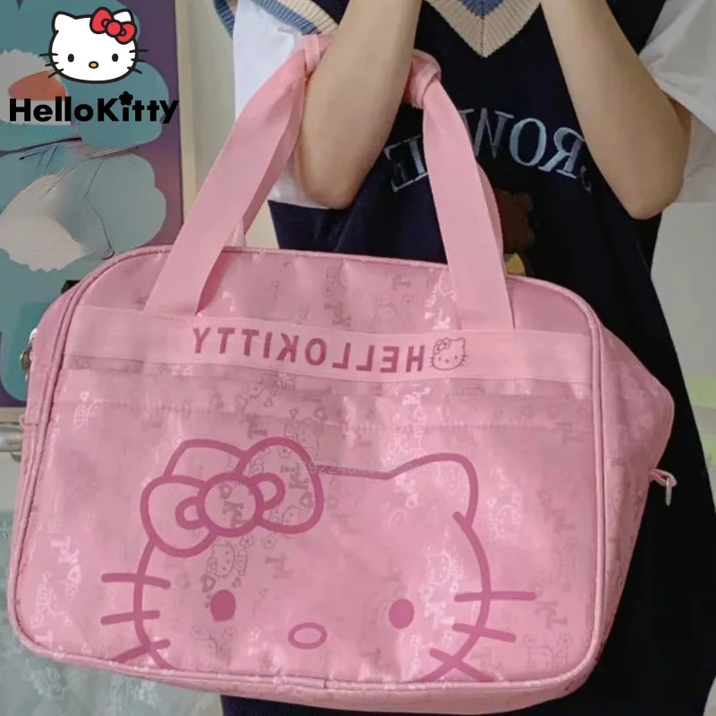 

Sanrio Hello Kitty Travel Cute Print Pink Crossbody Luggage Bags Women Luxury Handbag Cartoon Large Capacity Portable Tote Bag