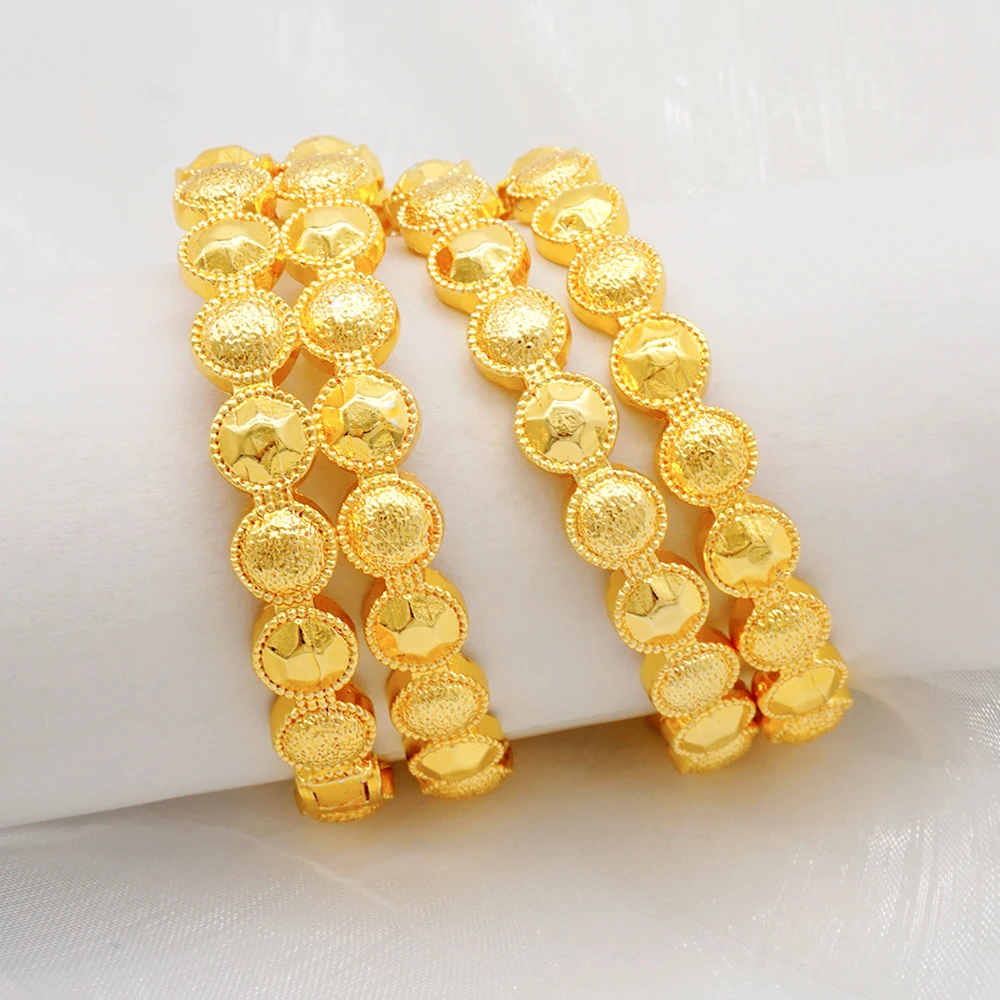 Dubai Gold Color Bangles For Women Indian African Bracelets Charm Wedding Ethiopian Arabic Hand Jewelry Party Gift