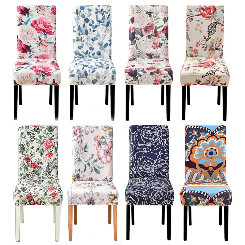 DiningRoomChairCoversRoseFloralPrintSpandexChairCoverfor