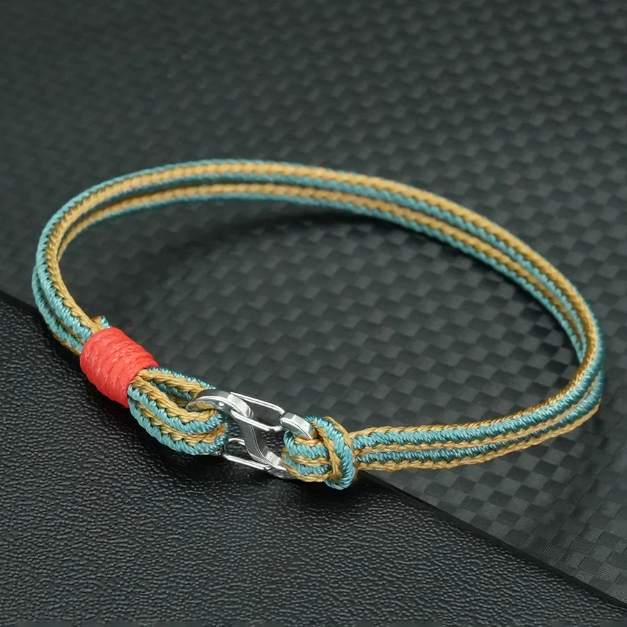 Stainless Steel Men Rope Bracelet with Buckle