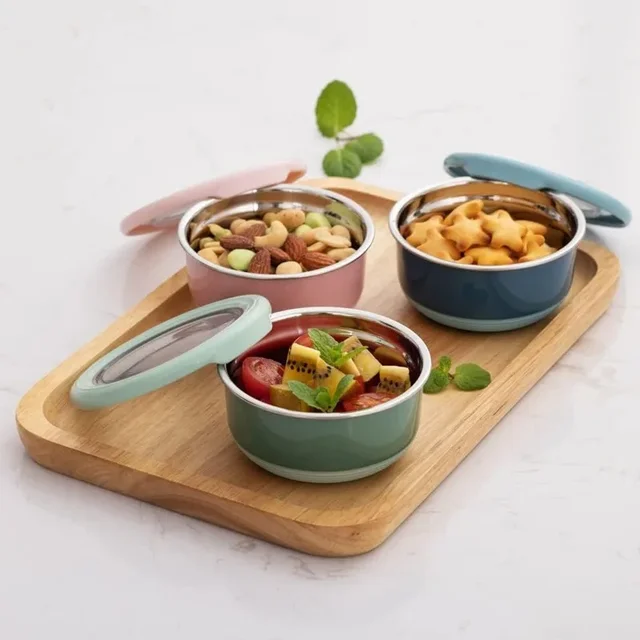 Boîte de conservation des aliments en acier inoxydable, bol de scellage des aliments, boîte à déjeuner Anti-brûlure avec couvercle, bol de scellage des aliments de cuisine, boîte de conservation des aliments frais 2