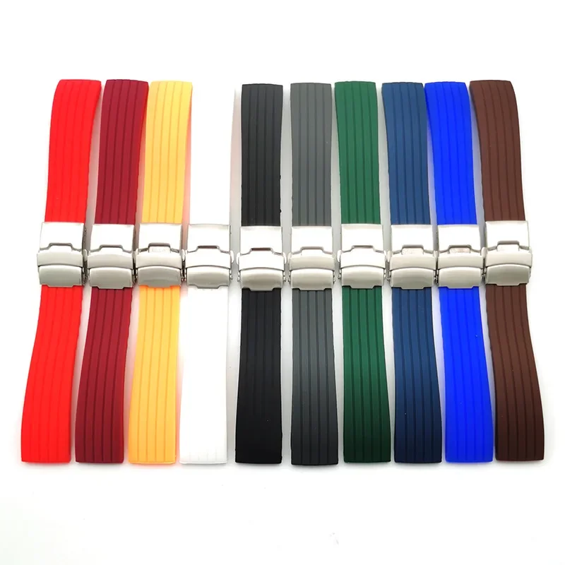 Premium Rubber Silicone Sport Strap - Quick Release Adjustable Watchband Bracelet