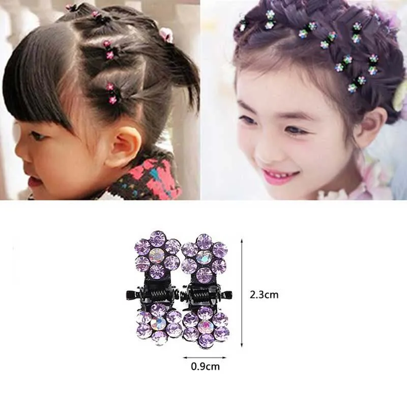 ncmama 12pcs/set Mini Rhinestone No-Slip Grips Hair Clips for Women Girls Glitter Teeth Metal Clamps Flower Hair Accessories