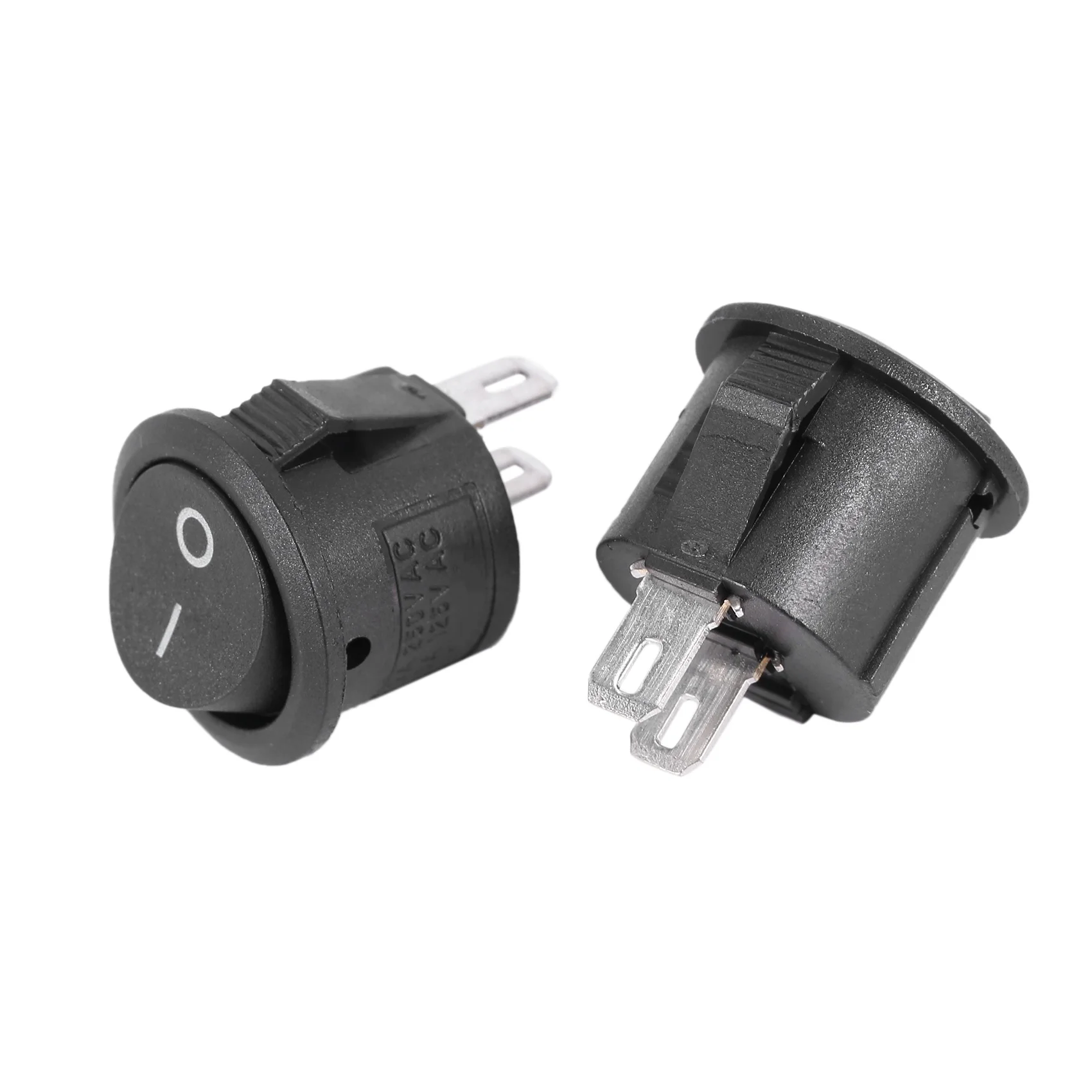 BAAE 5 Pcs SPST 검정색 버튼 켜기/끄기 라운드 로커 스위치 AC 6A/125V 3A/250V