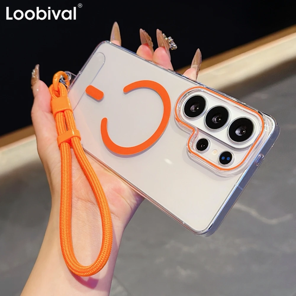 Magnetic Shockproof Transparent Wrist Lanyard Phone Case
