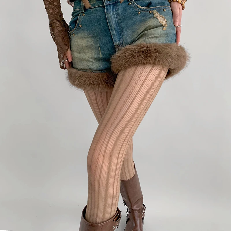 Fishnet Socks Lolita Womens Fishnet Tights Sexy Geometric Striped Pantyhose Rattan Mesh Lace Gothic Cute Seamless