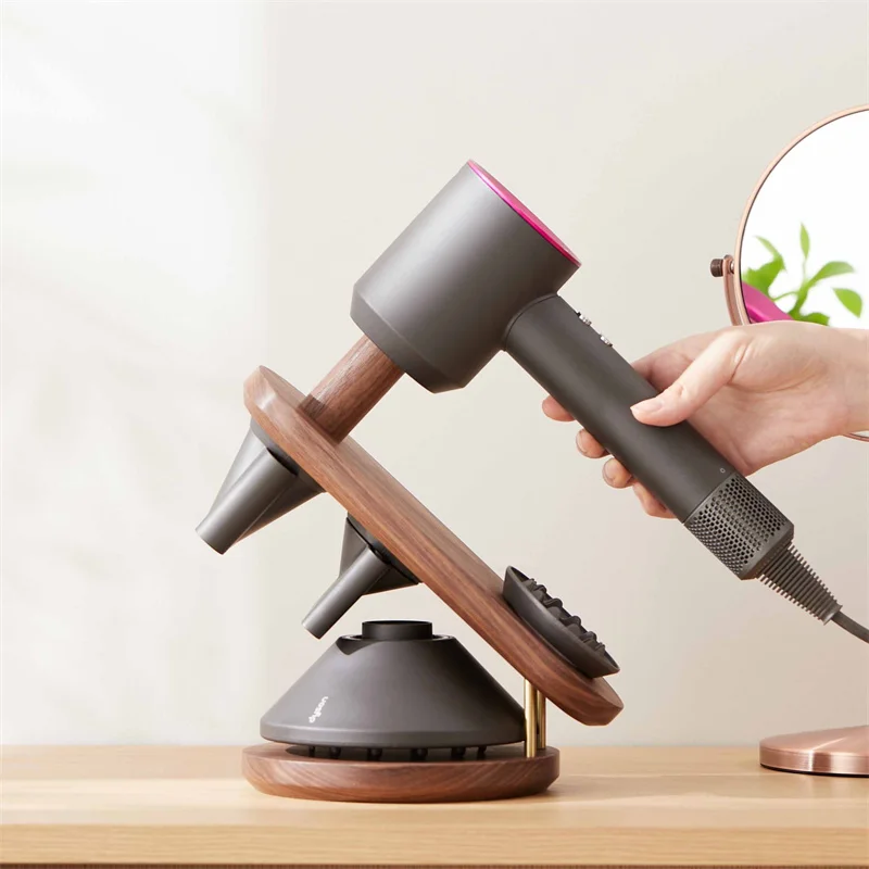Wall Mount Hair Dryer Holder for Dyson Supersonic Hair Dryer Storage Rack Walnut Beech Wood Hair Dryer Bracket Bathroom Tools 3