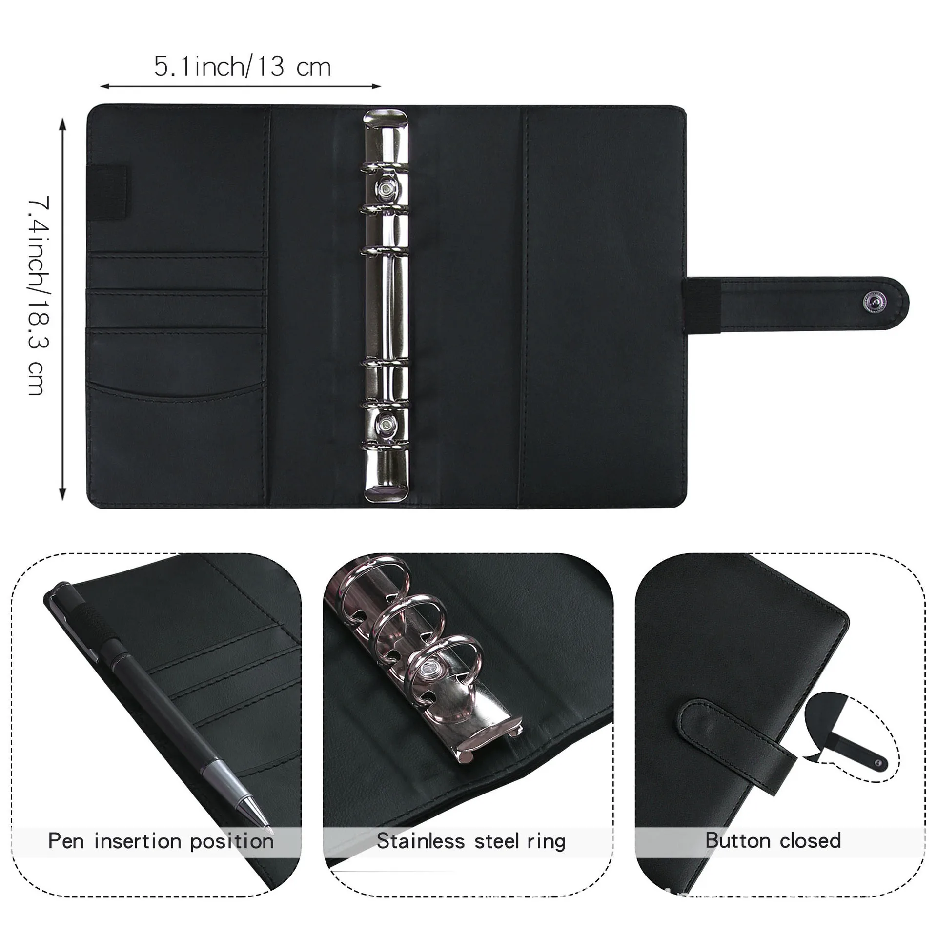 Budget Binder A6 Budget Binder Planner With 12 Pieces Cash Envelopes 12 PCS A6 Pockets Colorful PU Leather Notebook