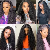 Kinky Curly Wigs 100% Human Hair Wigs Water Deep Wave Brazilian HD Lace Frontal Wig 13x6 HD Lace Front Human Hair Wig For Women 4
