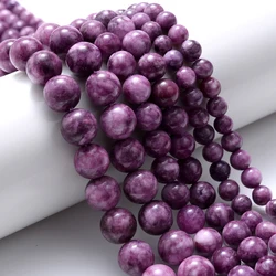 Vibrant Natural Gemstone Round Loose Beads for Handmade Jewelry Crafting (Purple Mica)