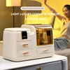 Cosmetics Storage Box with Led Color-Changing Light Mirror Dust Skincare Organizer Box Large Capacity Vanity Table Home Storage 1