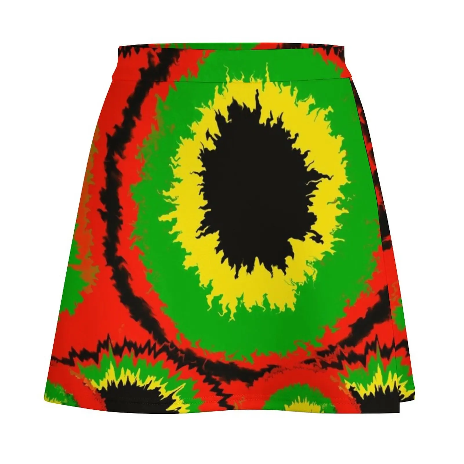 Rasta tie dye - Retro 60s and 70s watercolor watercolour holographicpattern black background Mini Skirt luxury clothes women