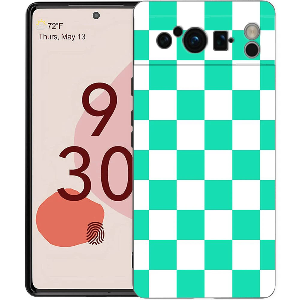 Vintage Chessboard Grid Design Shockproof Phone Case - Soft Black TPU Cover