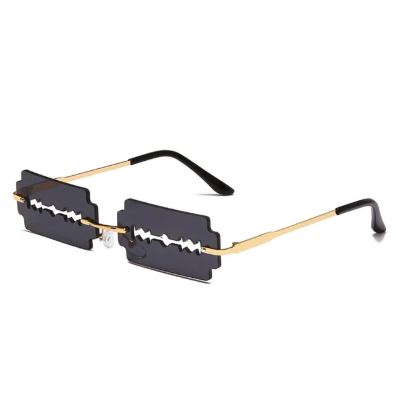 

Festival Rimless Rectangle Sunglasses Women Unique Razor Blade Funny Sun Glasses Personality Trend Catwalk Party Hip Hop Eyewear