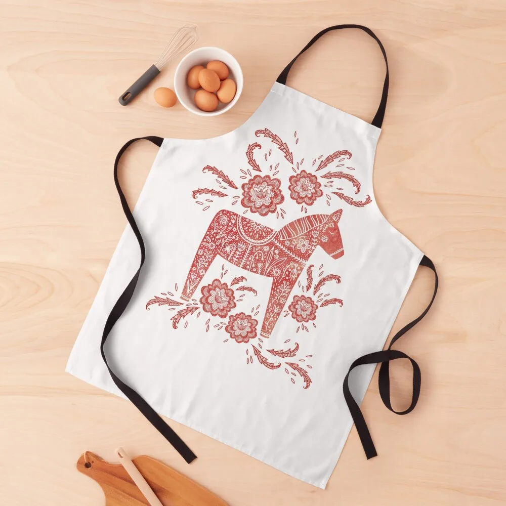 

Swedish Dala Horse Folk Art Apron kitchen woman kitchen gadgets Apron