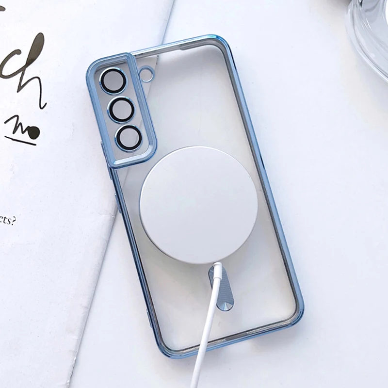 MagSafe-Compatible Transparent Soft Silicone Wireless Charging Case for Samsung Galaxy S22/S21 Series