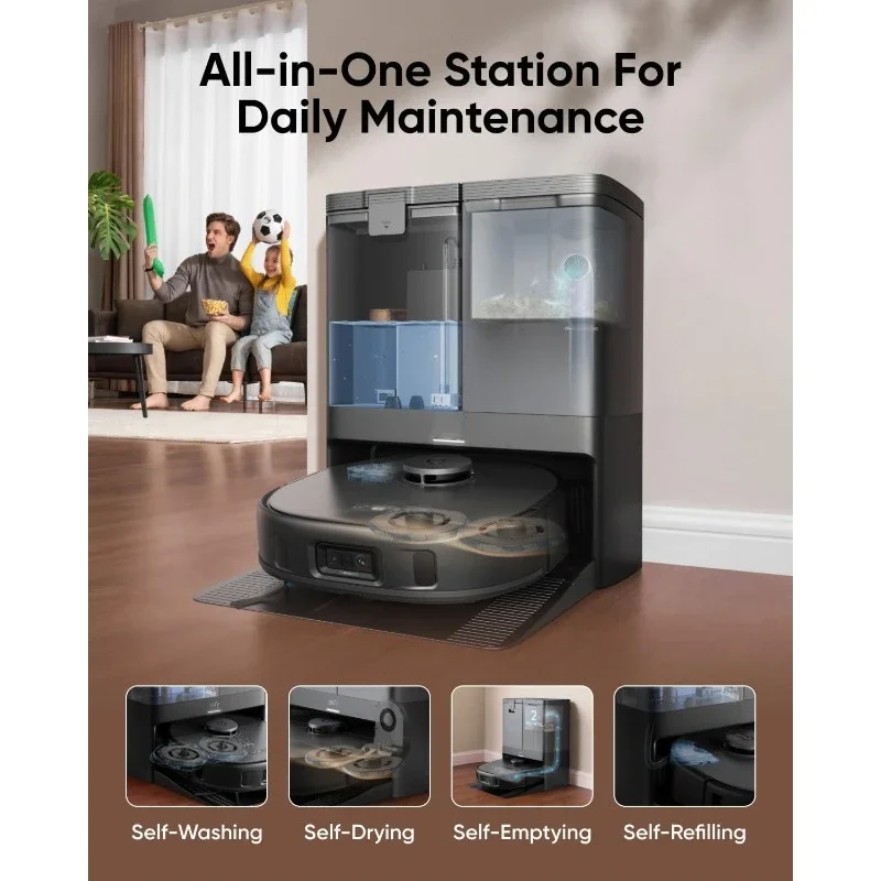 Robot Vacuum and Mop with 8,000 Pa Suction, Dual Mops with 12 Mm Auto-Lift and Carpet Detection, AI Obstacle Avoidance,