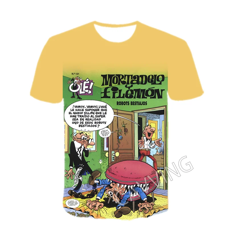 Stylish 3D Print Mortadelo y Filemón Graphic Casual T-Shirts - Unisex Harajuku Hip Hop Tops