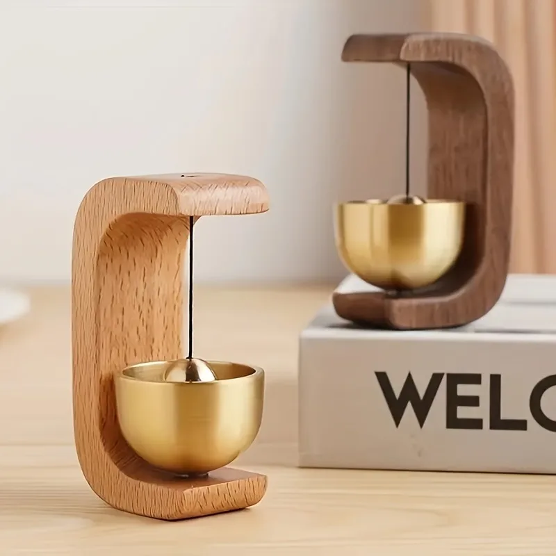 Brass Doorbell Reminder Wind Chime Magnetic Suction C-Shaped Gift For Housewarming Home Decoration Car Decoration 1pc
